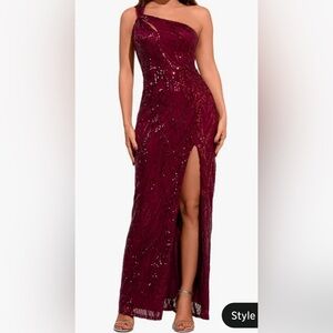 Elegant Burgundy Sequin Gown